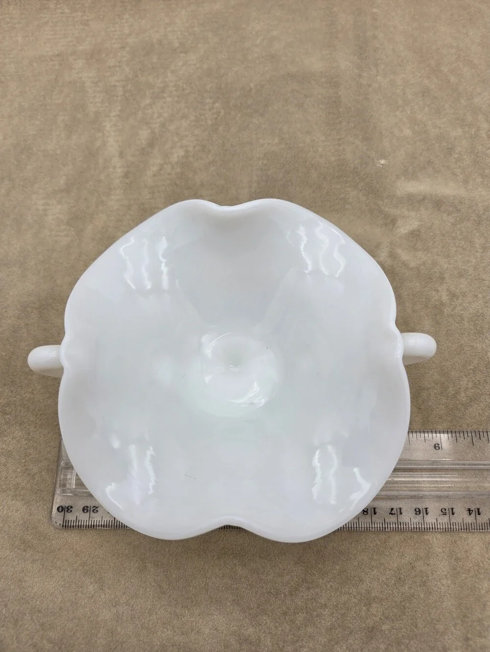 Vintage Ruffled Milk Glass White Hobnail Bowl Christmas Holiday Decor